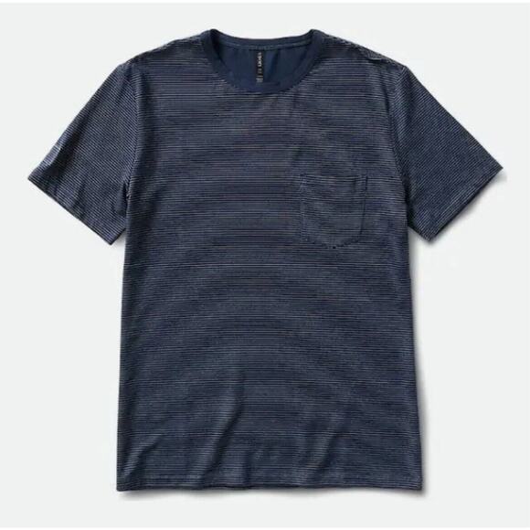 Vuori Shirt Men Ink Navy Blue Stripe Linear Tech Performance Short Sleeve Tee S - Picture 8 of 10